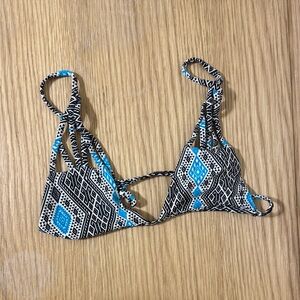 acacia swimwear Black White and Turquoise Geometric Triangle Bikini Top